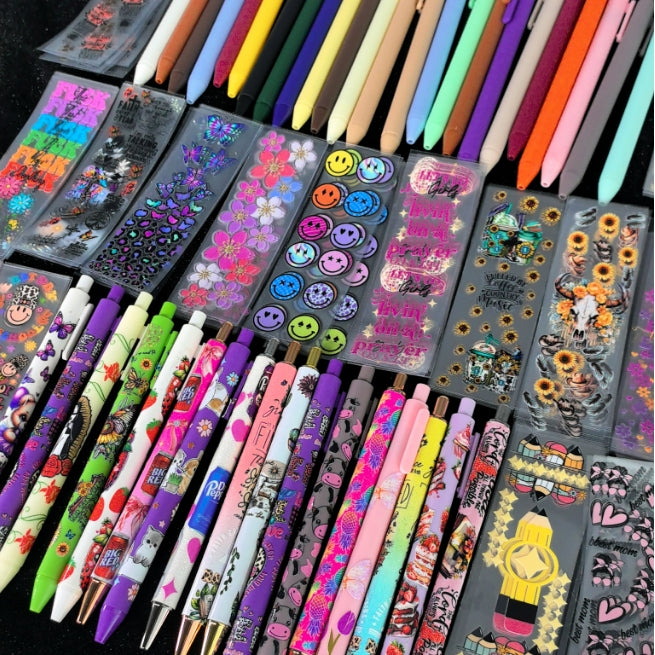 Wholesale Random Stickers 20/50/100pcs UV DTF Wraps & Cartoon Random Styles Pen Stickers for Crafts